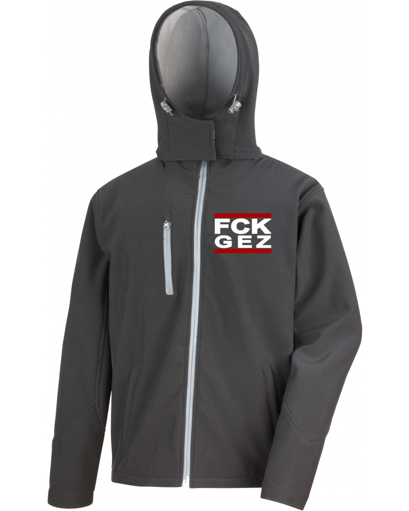 Bestickte Herren Softshell Kapuzenjacke (FCK GEZ)
