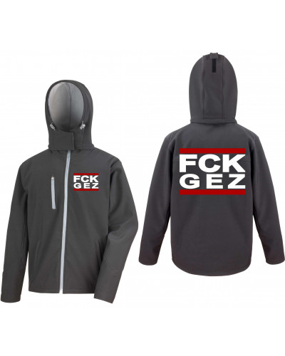 Bestickte Herren Softshell Kapuzenjacke (FCK GEZ)