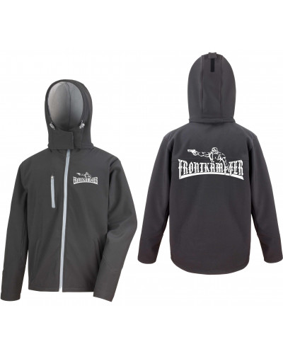Bestickte Herren Softshell Kapuzenjacke (Frontkämpfer)