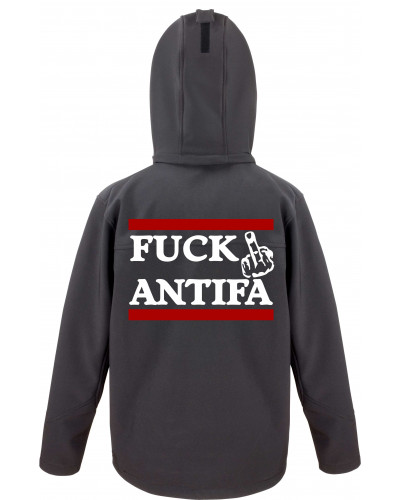 Bestickte Herren Softshell Kapuzenjacke (Fuck Antifa)