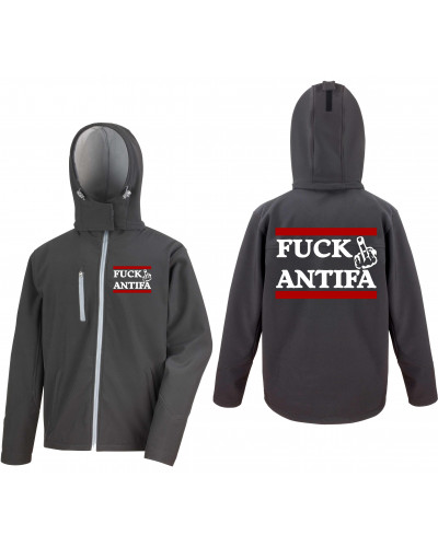 Bestickte Herren Softshell Kapuzenjacke (Fuck Antifa)