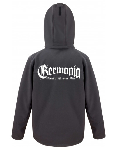Bestickte Herren Softshell Kapuzenjacke (Germania, Deutsch ist mein Sinn)