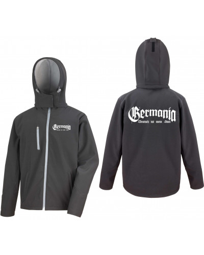 Bestickte Herren Softshell Kapuzenjacke (Germania, Deutsch ist mein Sinn)