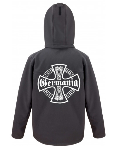 Bestickte Herren Softshell Kapuzenjacke (Germania, Kreuz)