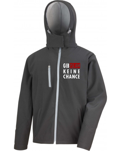 Bestickte Herren Softshell Kapuzenjacke (Gib Islam keine Chance)