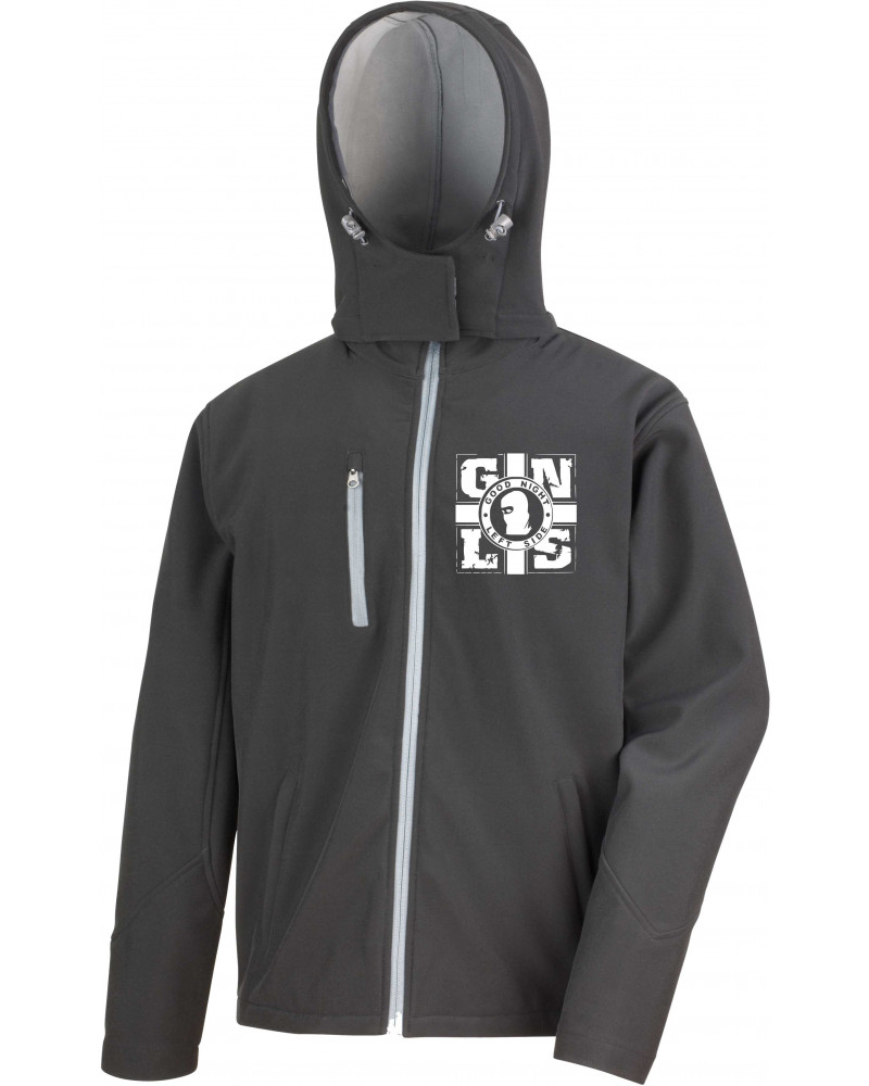 Bestickte Herren Softshell Kapuzenjacke (GNLS, Kreuz)