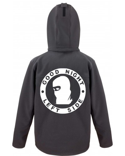 Bestickte Herren Softshell Kapuzenjacke (Good night left side)