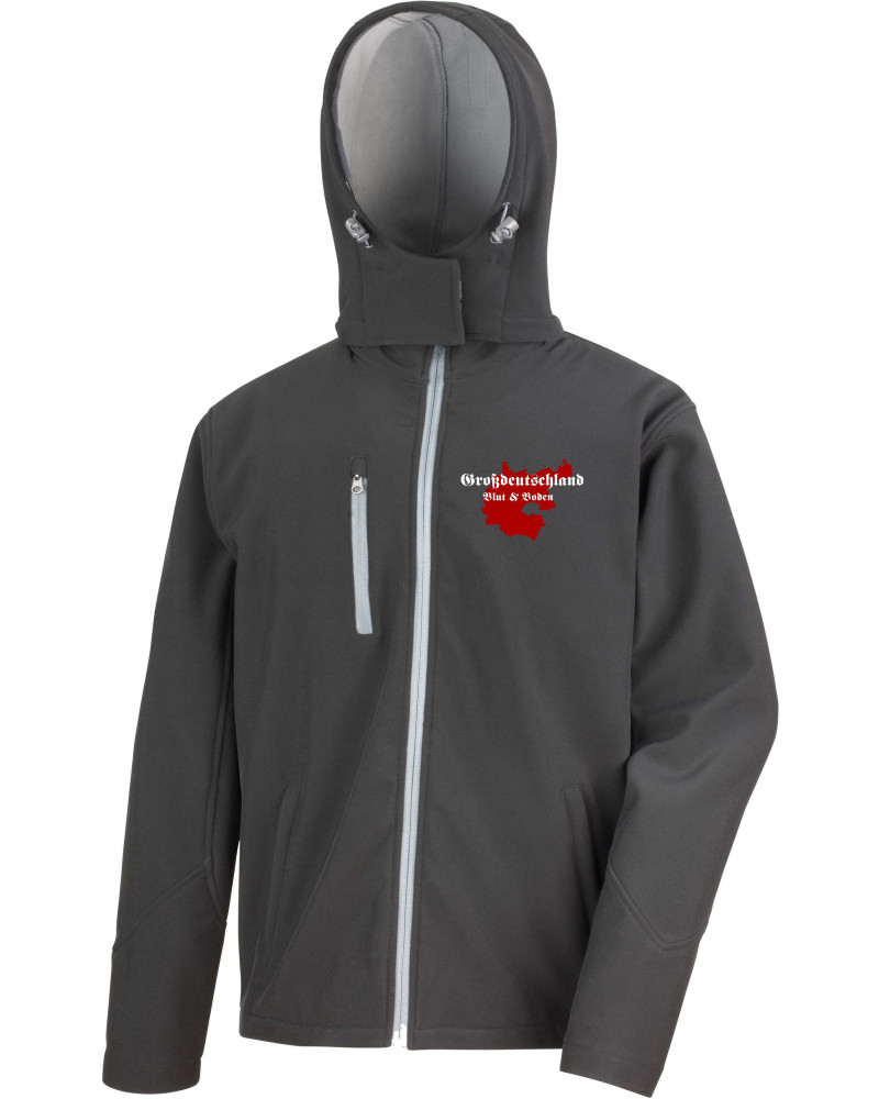 Bestickte Herren Softshell Kapuzenjacke (Großdeutschland Blut&Boden)