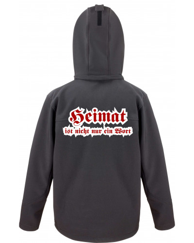 Bestickte Herren Softshell Kapuzenjacke (Heimat ist nicht nur ein Wort)