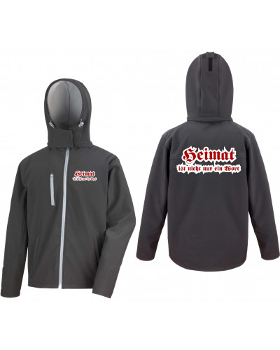Bestickte Herren Softshell Kapuzenjacke (Heimat ist nicht nur ein Wort)