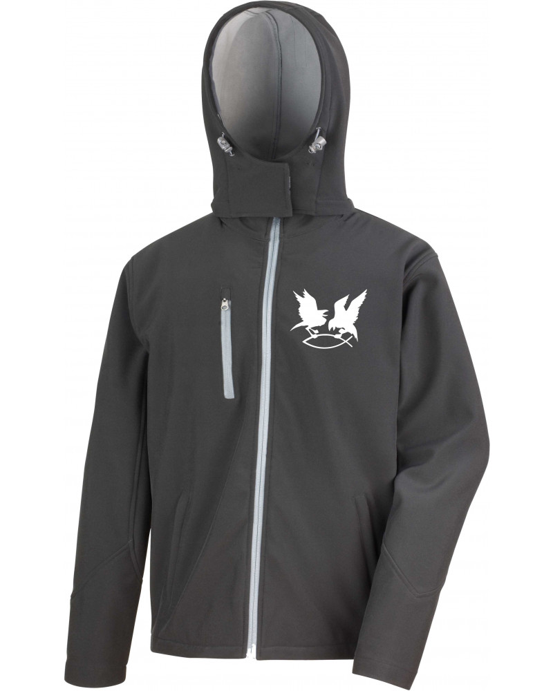 Bestickte Herren Softshell Kapuzenjacke (Hugin Munin)