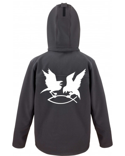 Bestickte Herren Softshell Kapuzenjacke (Hugin Munin)