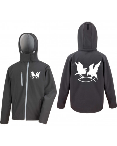 Bestickte Herren Softshell Kapuzenjacke (Hugin Munin)