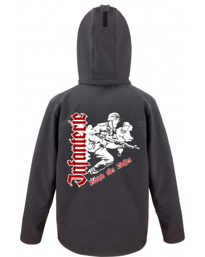Bestickte Herren Softshell Kapuzenjacke (Infanterie, Königin aller Waffen)