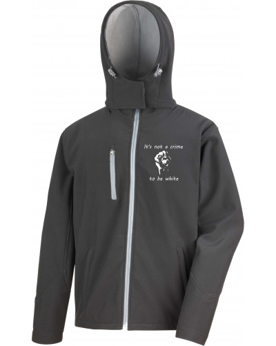 Bestickte Herren Softshell Kapuzenjacke (Its not a crime to be white)