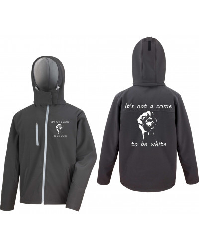 Bestickte Herren Softshell Kapuzenjacke (Its not a crime to be white)