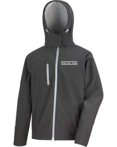 Bestickte Herren Softshell Kapuzenjacke (Klagt nicht kämpft)