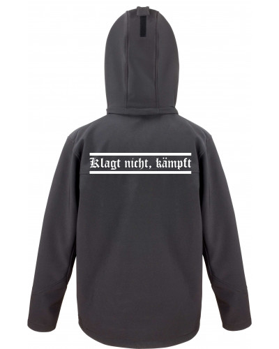 Bestickte Herren Softshell Kapuzenjacke (Klagt nicht kämpft)