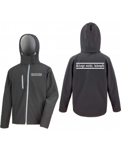 Bestickte Herren Softshell Kapuzenjacke (Klagt nicht kämpft)