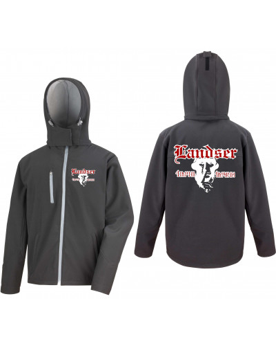 Bestickte Herren Softshell Kapuzenjacke (Landser, Soldat)