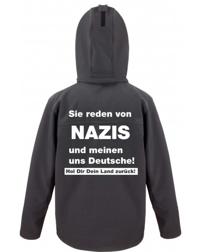 Bestickte Herren Softshell Kapuzenjacke (Sie reden von Nazis)