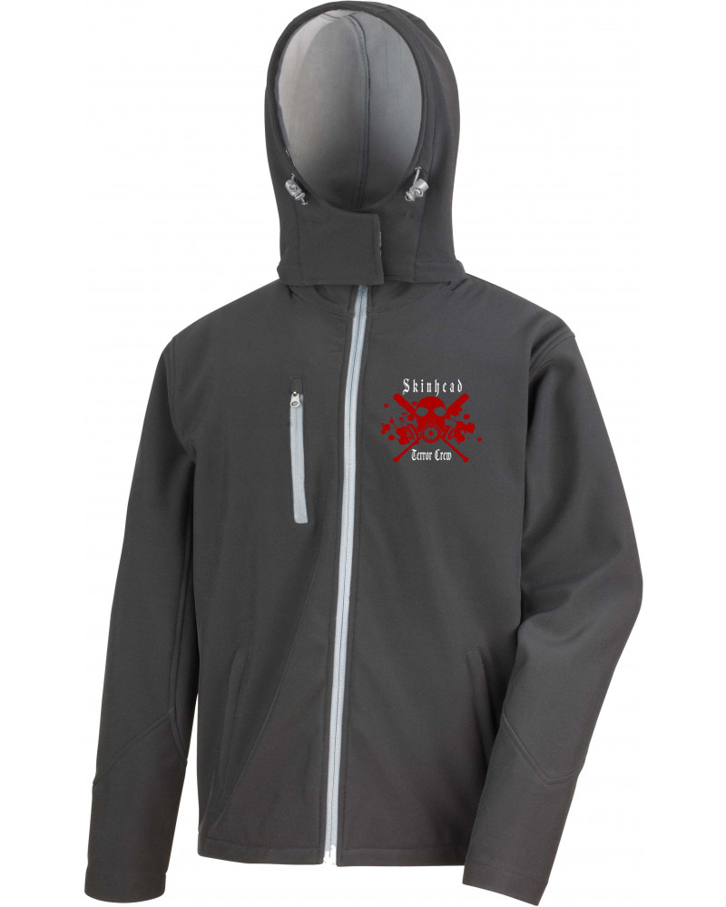Bestickte Herren Softshell Kapuzenjacke (Skinhead Terror Crew)