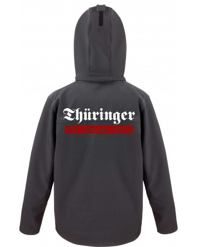 Bestickte Herren Softshell Kapuzenjacke (Thüringer, wir bereuen nicht)