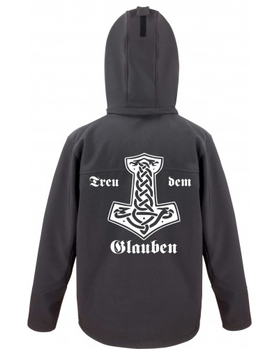 Bestickte Herren Softshell Kapuzenjacke (Treu dem Glauben)