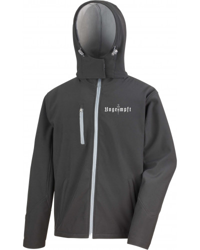 Bestickte Herren Softshell Kapuzenjacke (Ungeimpft, Einfarbig)