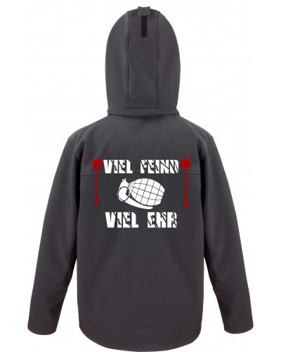 Bestickte Herren Softshell Kapuzenjacke (Viel feind viel Ehr)