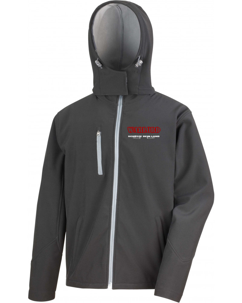 Bestickte Herren Softshell Kapuzenjacke (Warlord, schütze dein Land)