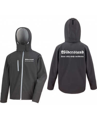 Bestickte Herren Softshell Kapuzenjacke (Widerstand lässt sich nicht verbieten)