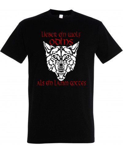 Herren T-Shirt (Lieber ein Wolf Odins als ein Lamm Gottes)