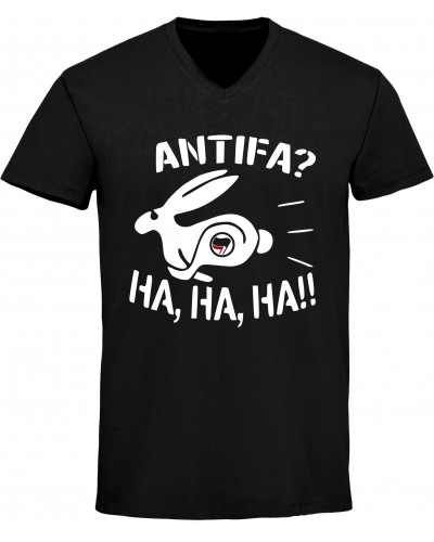 Herren V-Ausschnitt T-Shirt (Antifa, ha ha ha)