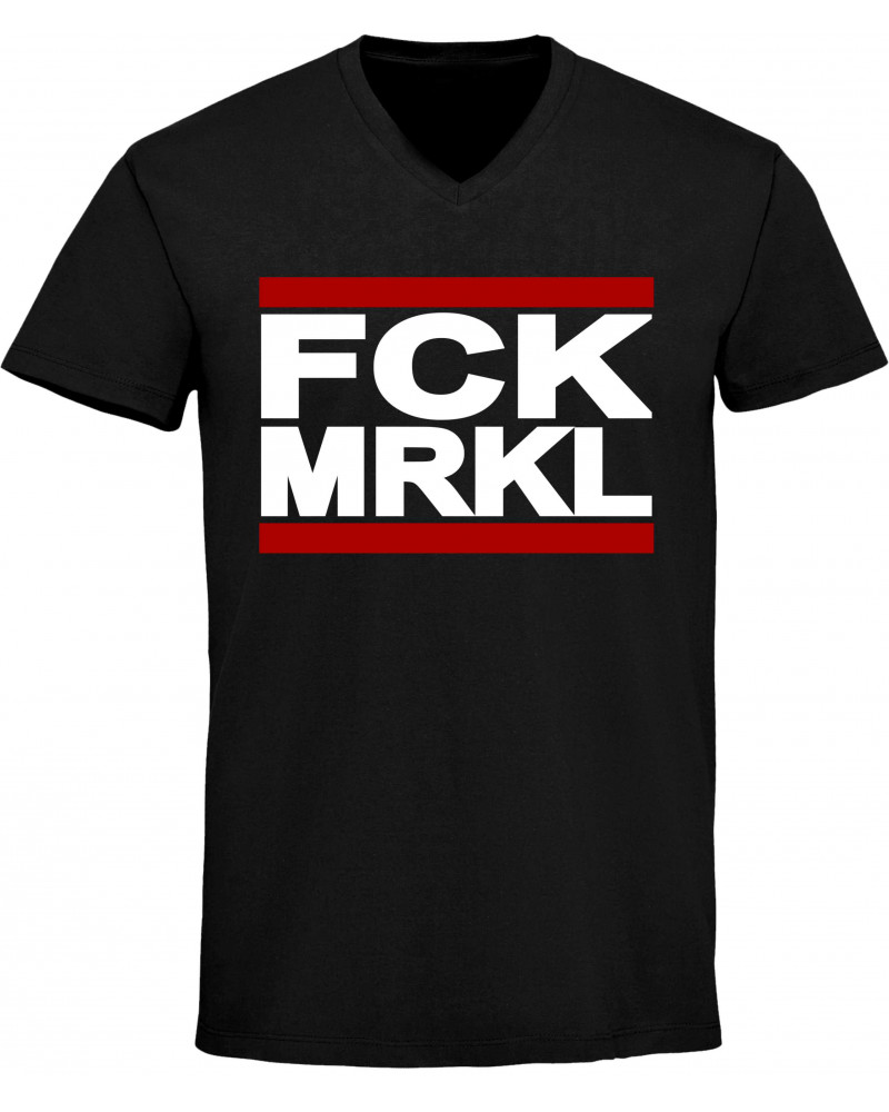 Herren V-Ausschnitt T-Shirt (FCK MRKL)