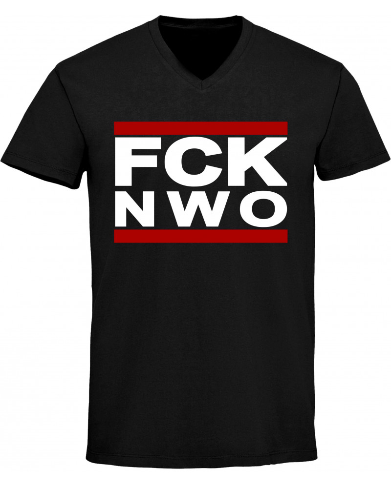 Herren V-Ausschnitt T-Shirt (FCK NWO)