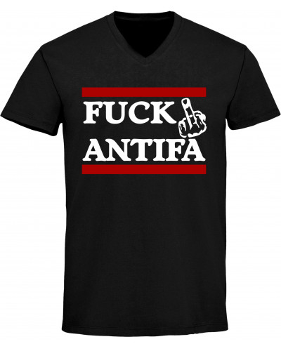 Herren V-Ausschnitt T-Shirt (Fuck Antifa)