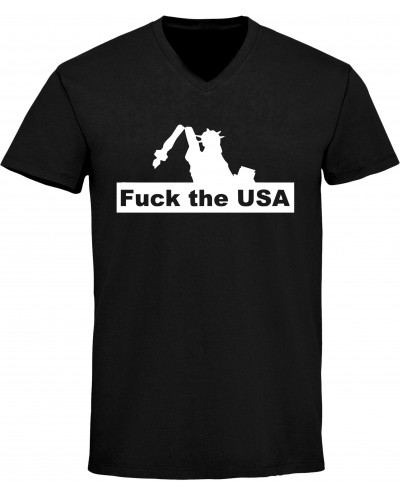 Herren V-Ausschnitt T-Shirt (Fuck the USA)