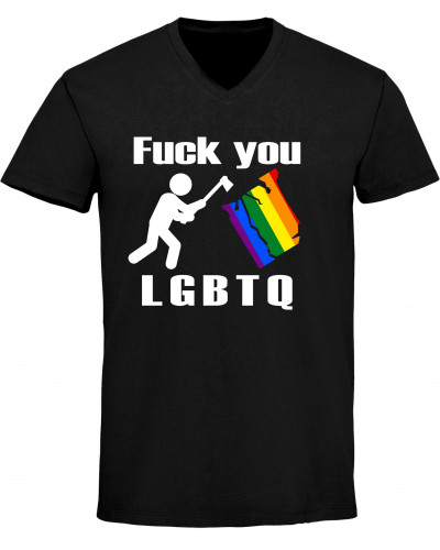Herren V-Ausschnitt T-Shirt (Fuck you, LGBTQ)