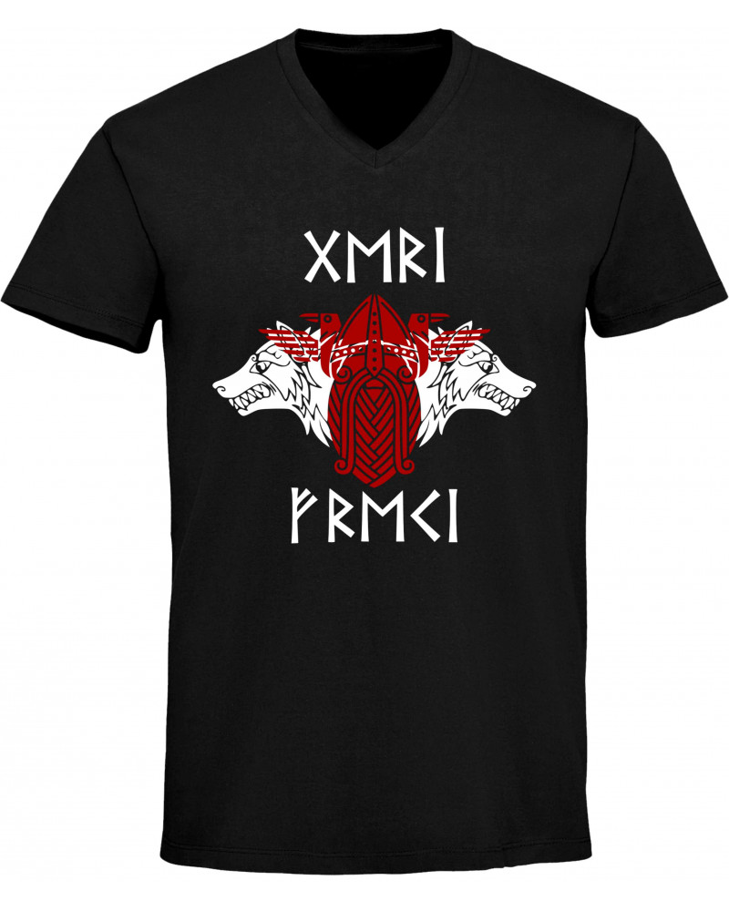 Herren V-Ausschnitt T-Shirt (Geri und Freki)