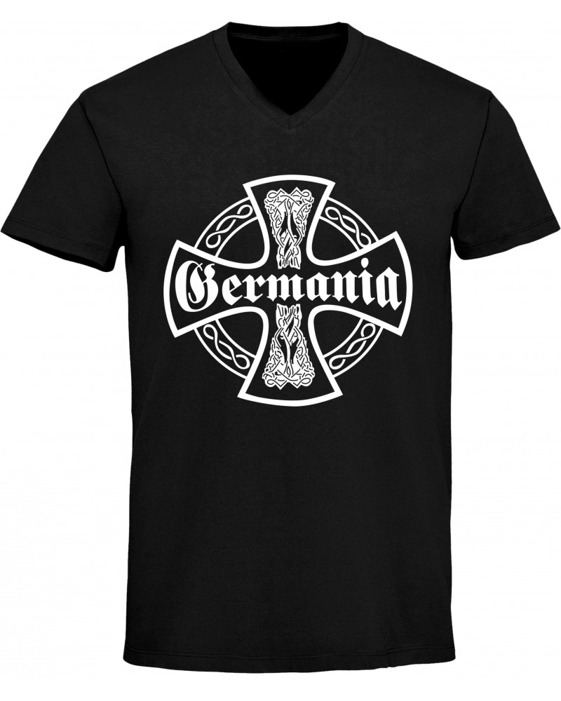 Herren V-Ausschnitt T-Shirt (Germania, Kreuz)