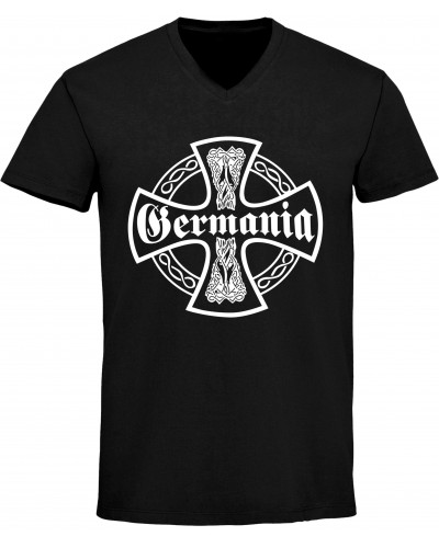 Herren V-Ausschnitt T-Shirt (Germania, Kreuz)