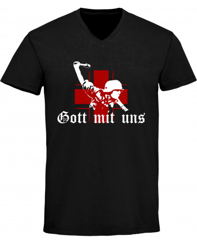Herren V-Ausschnitt T-Shirt (Gott mit uns, Soldat)