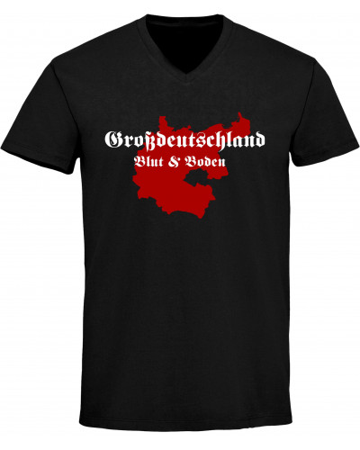 Herren V-Ausschnitt T-Shirt (Großdeutschland Blut&Boden)