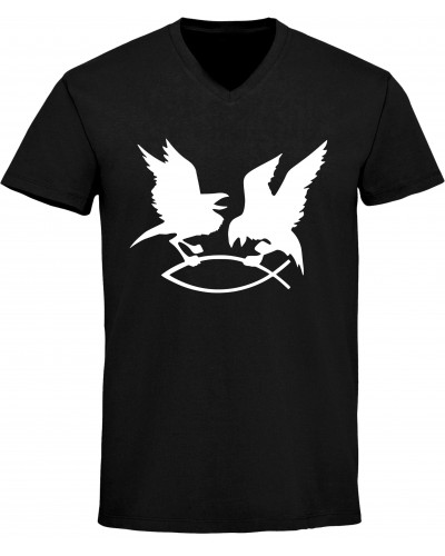 Herren V-Ausschnitt T-Shirt (Hugin Munin)