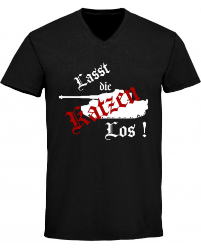 Herren V-Ausschnitt T-Shirt (Lasst die Katzen los)