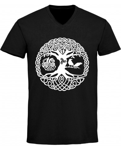 Herren V-Ausschnitt T-Shirt (Lebensbaum)