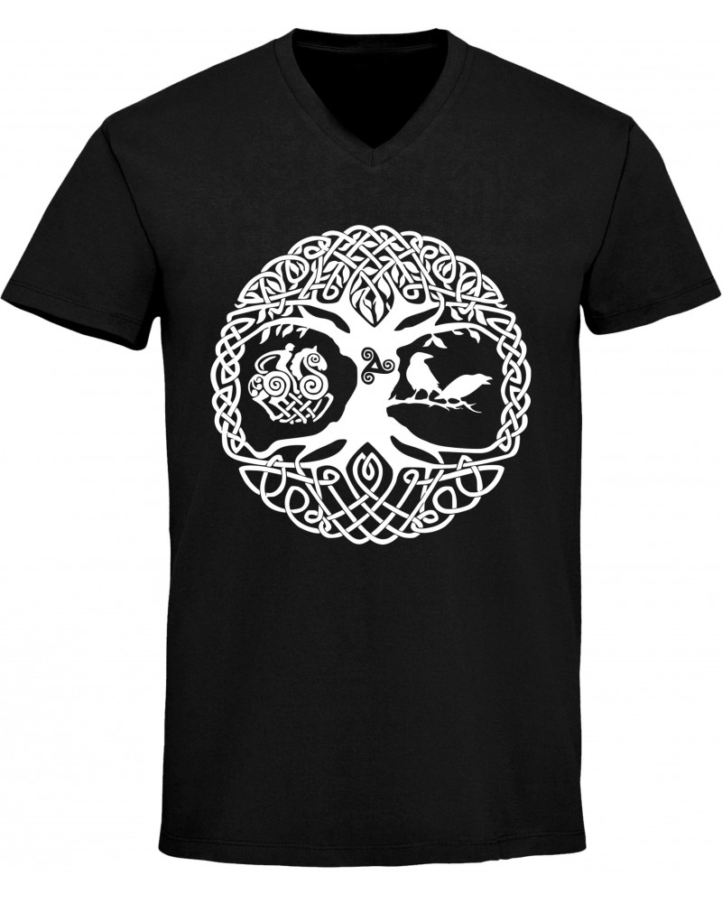 Herren V-Ausschnitt T-Shirt (Lebensbaum)