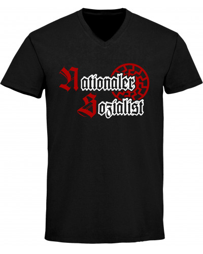 Herren V-Ausschnitt T-Shirt (Nationaler Sozialist)