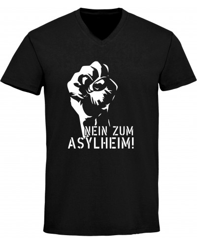 Herren V-Ausschnitt T-Shirt (Nein zum Asylheim)